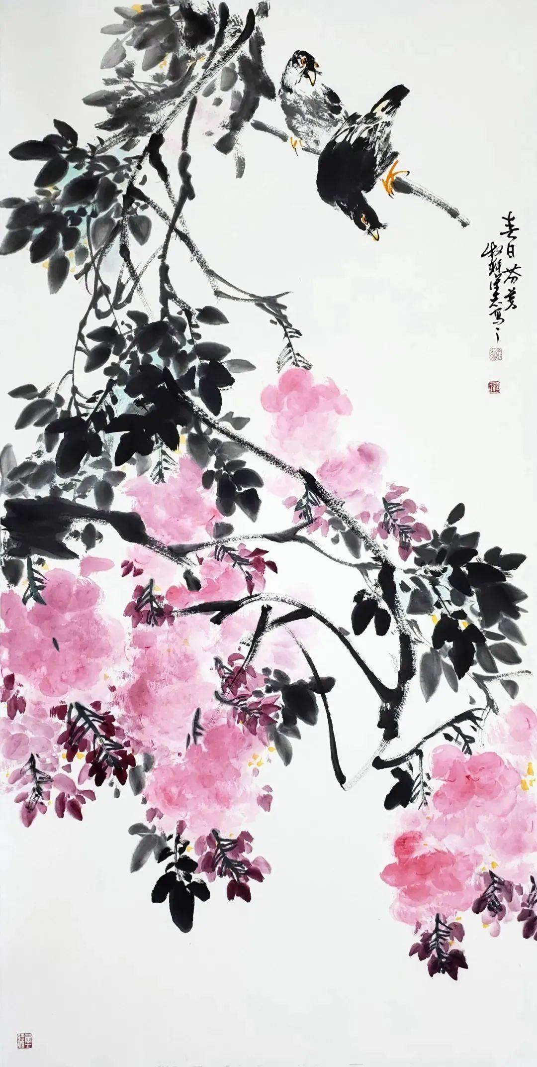 宋志先生作为北方人,画花鸟却有着南方人的面貌笔墨细腻滋润