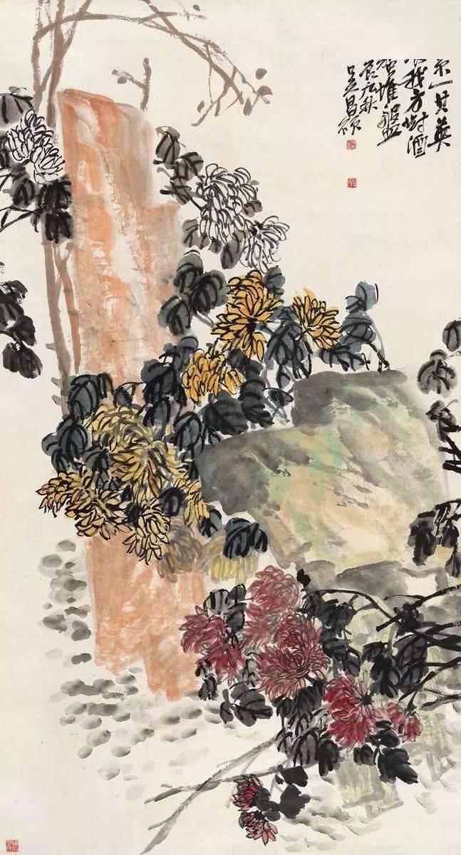 【岐山书画】吴昌硕笔下的菊花,大气、古朴