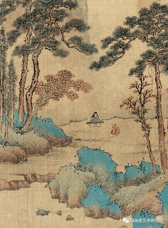 中国国画历代精品高清展:(1429)明 文伯仁青绿山水《幽涧赏琴图》