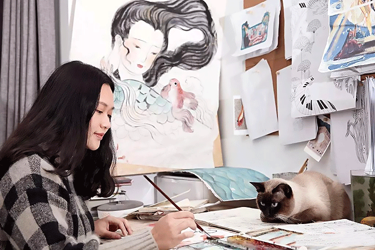 92年中国最美插画师,闭关一年画洛神,一笑倾城
