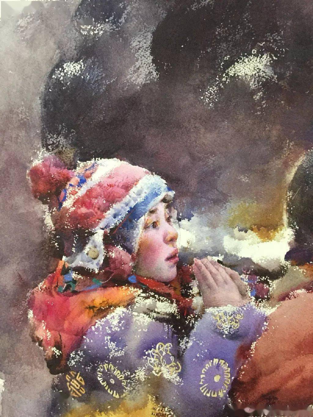 这画家火了,大笔触画出霸屏水彩,这光感够绝,极致东方的美!