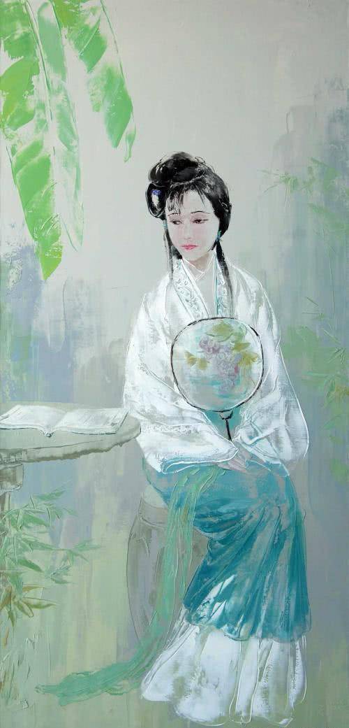 画中的林黛玉很美!他把油画改成水彩风格,很有艺术的时代美感