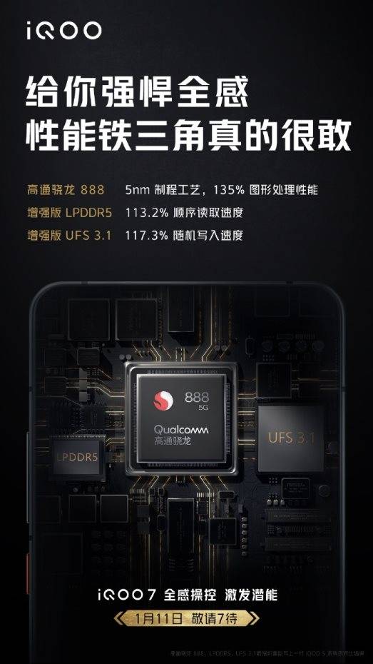 iQOO7官宣:性能铁三角配置,1月11日正式发布