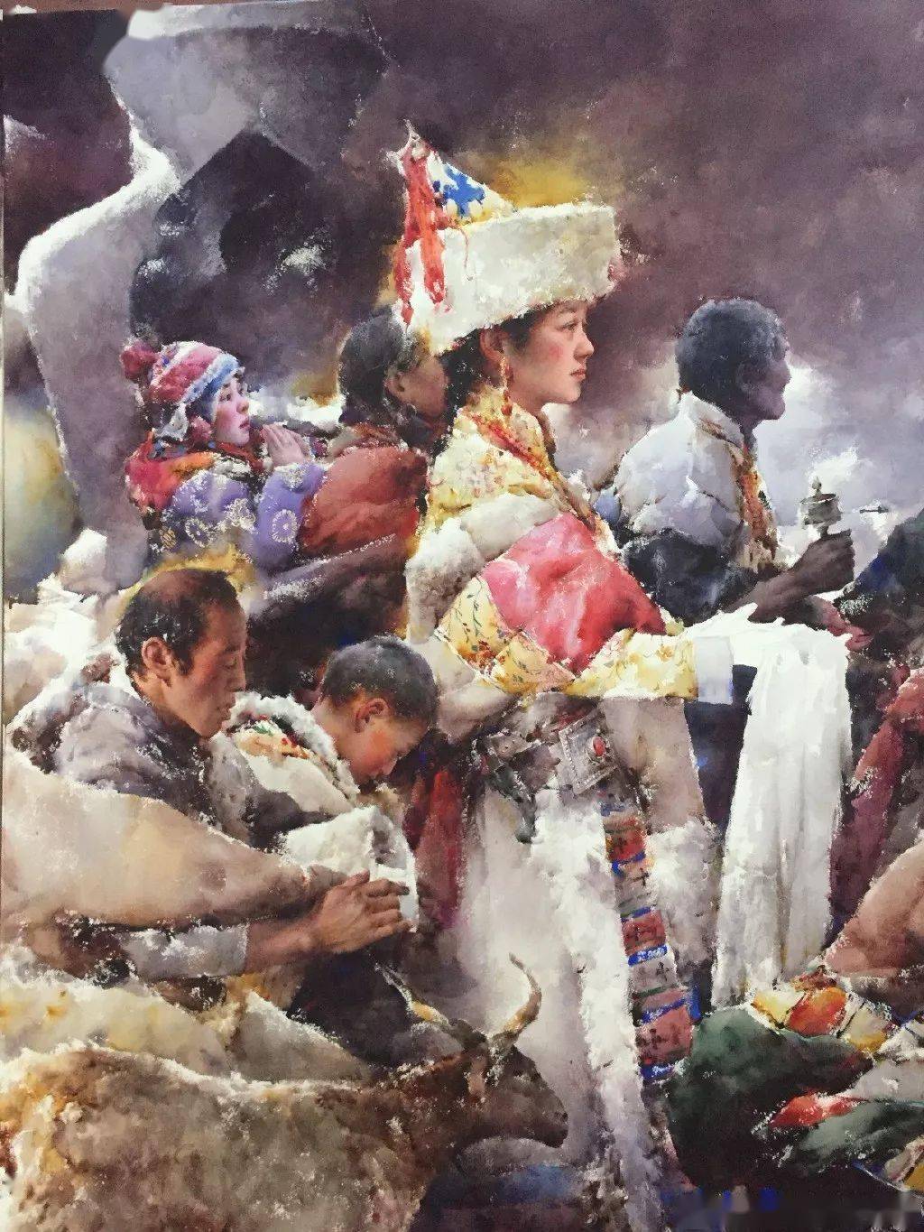 这画家火了,大笔触画出霸屏水彩,这光感够绝,极致东方的美!