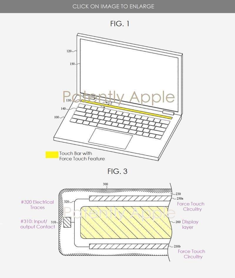 苹果为 MacBook 申请 Touch Bar 专利:支持 Force Touch
