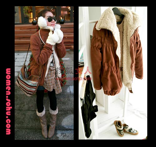 温暖毛领外套 内搭长款衫超时髦