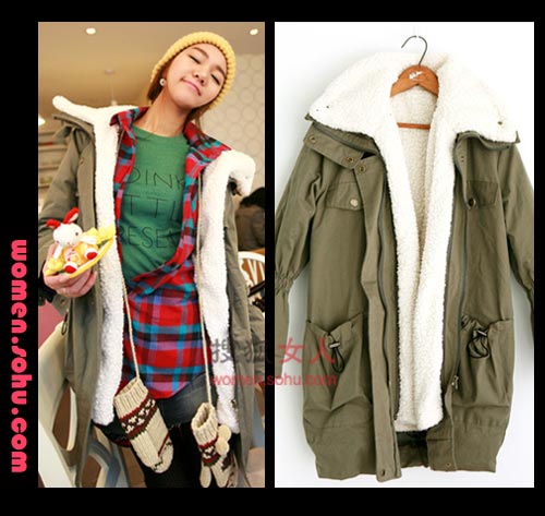 温暖毛领外套 内搭长款衫超时髦