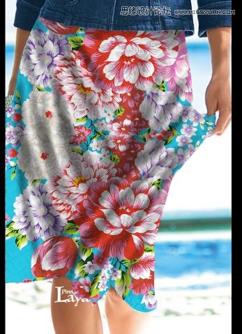Photoshop给模特照片穿上中国风东北花棉袄
