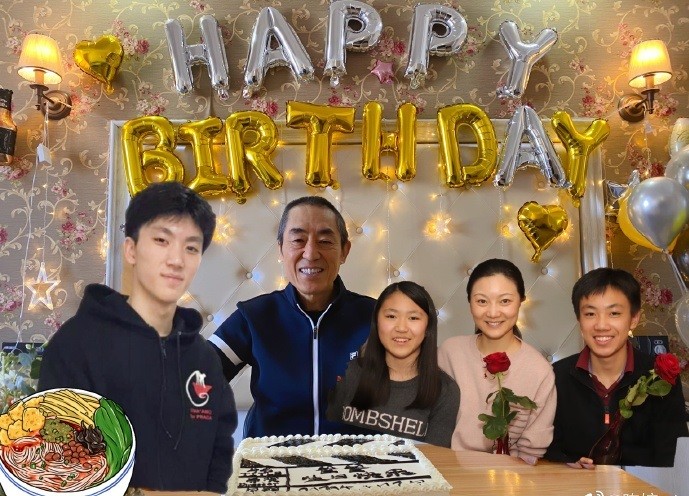 张艺谋70岁大寿于剧组庆生,陈婷P一家五口合影为老公送祝福