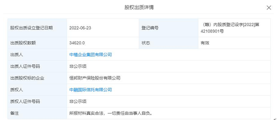 【萌喵】【转】中植系影响如何?横琴人寿:无存量关联交易 恒邦财险:所持股权被质押或冻结