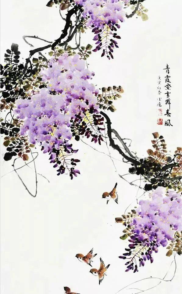 国画大师笔下的紫藤花—灿若云霞,紫气东来