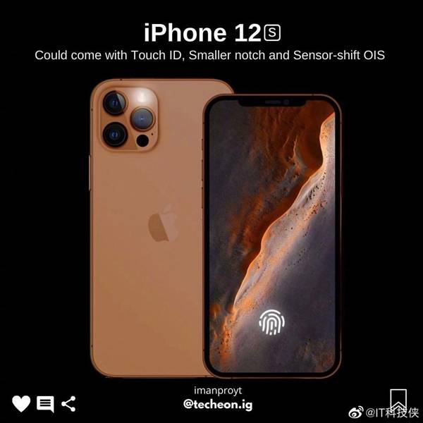 iPhone 12S渲染图曝光:首次引入屏幕指纹、刘海面积减小