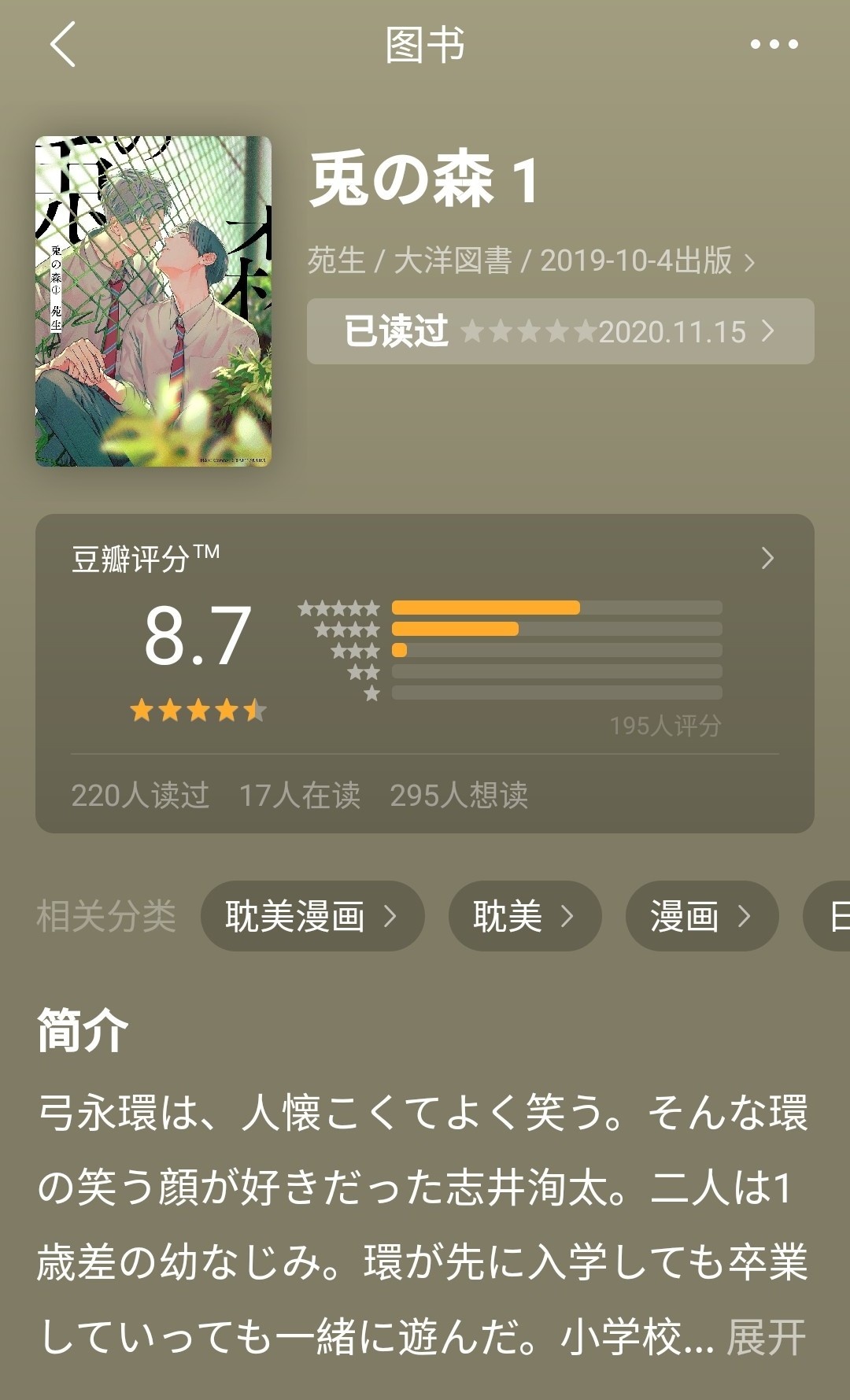 #推荐#bl漫画《兔之森》by 苑生