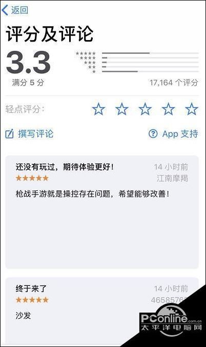 腾讯光荣使命APP store跟安卓评分仅3.3 玩家纷纷吐槽